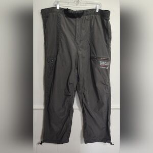 VTG Old Navy Pants Men XL Gray Cargo Y2K Army Baggy Stencil Paratrooper Skater